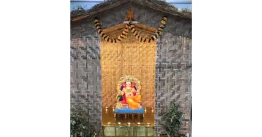 ‘बांबूच्या झोपडी’मध्ये गणेशाची प्रतिष्ठापना